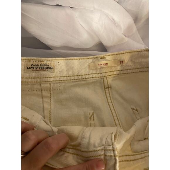 Minimalist Neutral Levi’s Premium Boy Jean Straight Leg Khaki Pants Size 27 - Picture 3 of 5